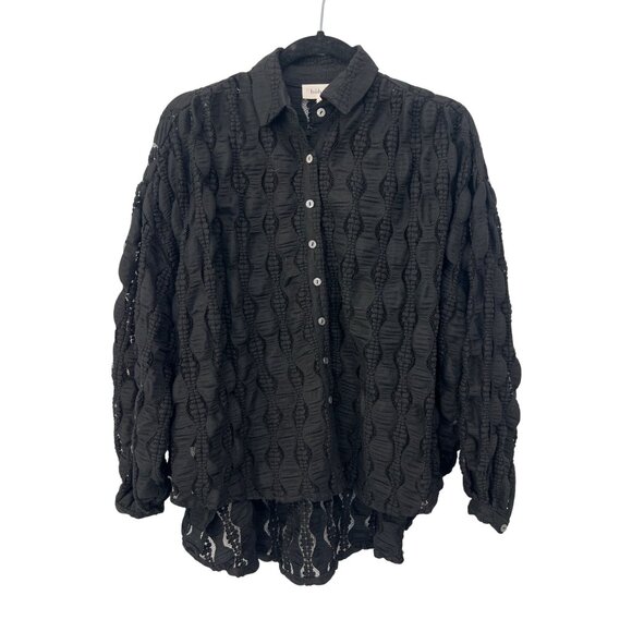 Bohme Shirt Button Front Textured Lace Top Size XS Long Sleeve Whimsigoth Witchy - Picture 1 of 8